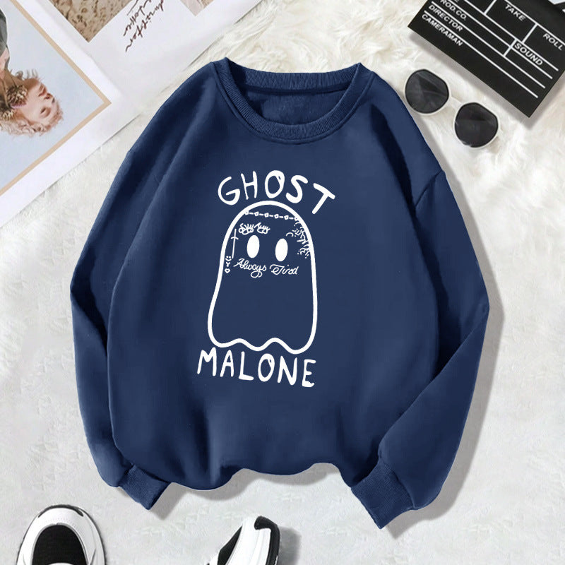 Velvet hoodie round neck letter print