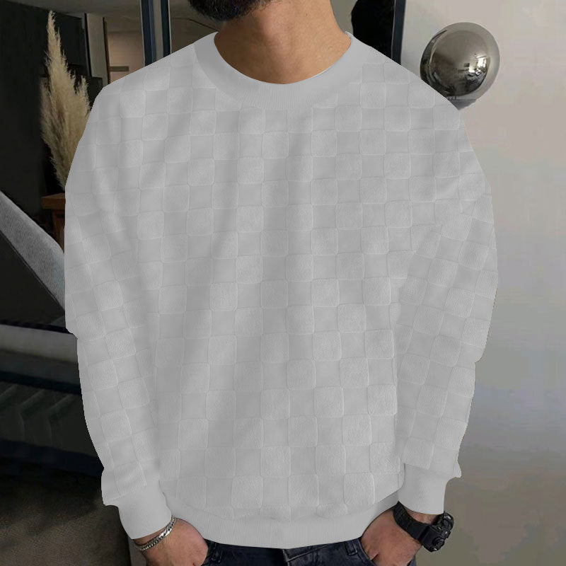 Checkered round neck long sleeved sweatshirt