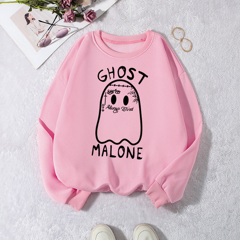 Velvet hoodie round neck letter print