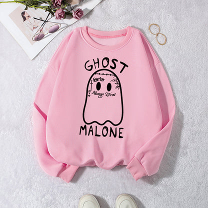 Velvet hoodie round neck letter print