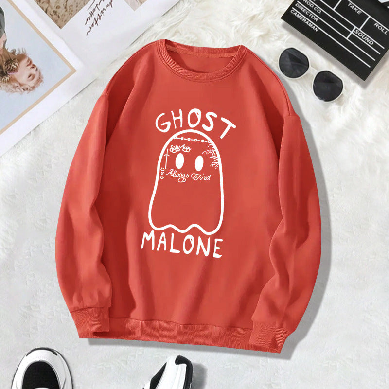 Velvet hoodie round neck letter print